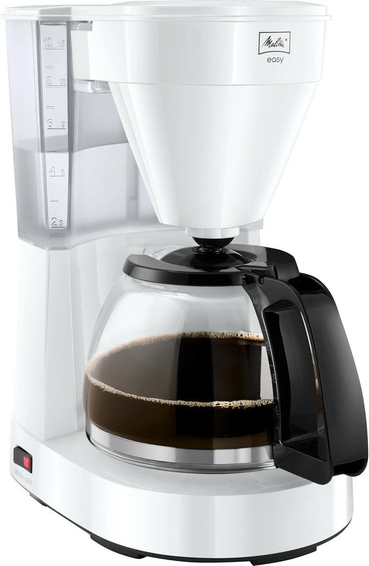 Melitta Easy - Cafetiera cu filtru pivotant detașabil, filtru de cafea cu ulcior din sticlă și opritor de picurare, pentru până la 10 cești de cafea, negru Espressoare Besuche den Melitta-Store Alb Ulcior de sticlă