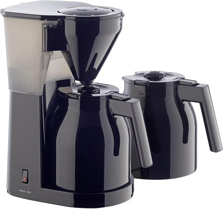 Melitta Easy - Cafetiera cu filtru pivotant detașabil, filtru de cafea cu ulcior din sticlă și opritor de picurare, pentru până la 10 cești de cafea, negru Espressoare Besuche den Melitta-Store Negru Ulcior termos (2 ulcioare)