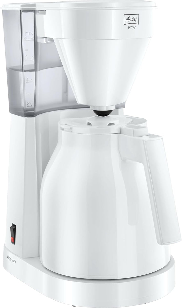 Melitta Easy - Cafetiera cu filtru pivotant detașabil, filtru de cafea cu ulcior din sticlă și opritor de picurare, pentru până la 10 cești de cafea, negru Espressoare Besuche den Melitta-Store Alb Sticlă termos
