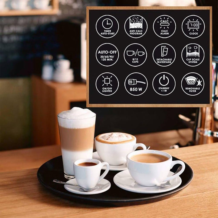 Melitta Optima Timer - Cafetieră cu temporizator, Cafetieră cu filtru, cu cană de sticlă și rezervor de apă detașabil, Pentru până la 8 cești de cafea, Negru Espressoare Besuche den Melitta-Store