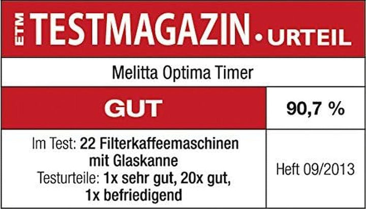 Melitta Optima Timer - Cafetieră cu temporizator, Cafetieră cu filtru, cu cană de sticlă și rezervor de apă detașabil, Pentru până la 8 cești de cafea, Negru Espressoare Besuche den Melitta-Store