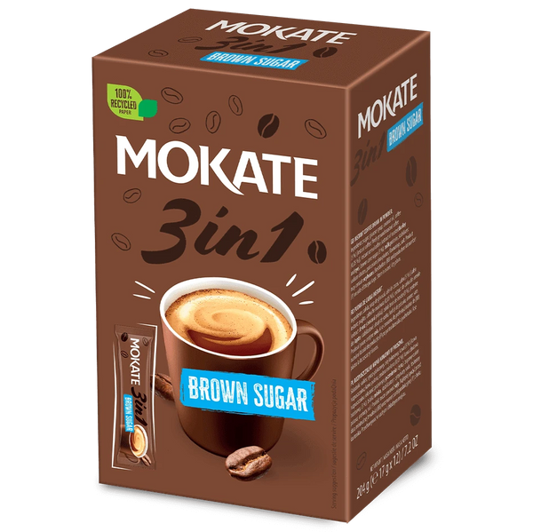 MOKATE 3in1 Instantkaffee mit braunem Zucker, Beutel 24x17g