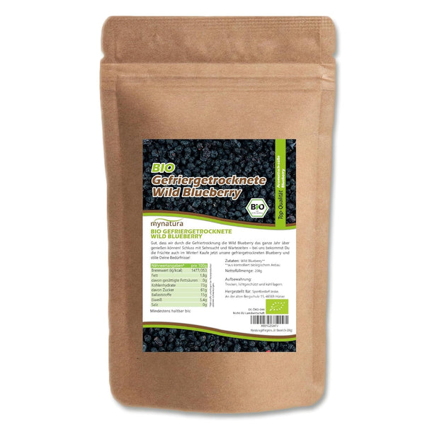 Mynatura afine sălbatice organice liofilizate I Afine I Fructe I Fructe de pădure I Produs natural I Calitate organică I Pungă (1x 200g) Produse deshidratate Naty Shop 200 G (1 pachet)