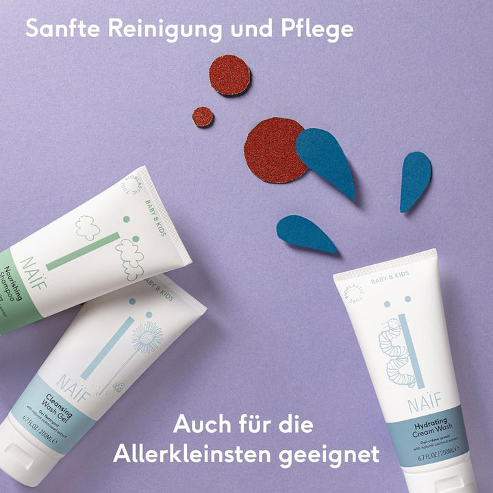 Naïf - Șampon de îngrijire - pentru bebeluși și copii - Șampon pentru bebeluși cu ingrediente naturale - 100% vegan - 0% SLES - Fără microplastice, siliconi și parabeni - 200 ml Copii - Baie si Skincare Naty Shop