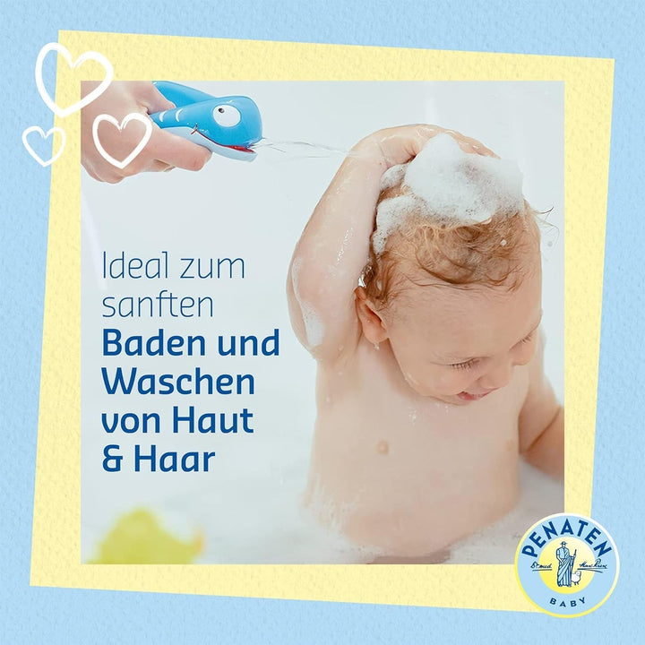 PENATEN baie și șampon (400 ml), baie și șampon blând pentru bebeluși formulat fără parabeni și coloranți, gel de duș și șampon pentru păr special dezvoltat pentru nou-născuți pentru pielea delicată a bebelușului Copii - Baie si Skincare Naty Shop