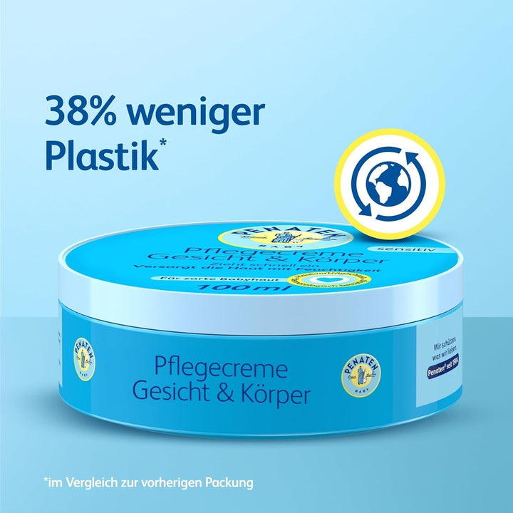 PENATEN cremă de îngrijire pentru față și corp (100 ml), cremă de față și de corp pentru bebeluși, cu absorbție rapidă, pentru pielea delicată a bebelușilor, lasă pielea moale și îi oferă pielii hidratare importantă Copii - Baie si Skincare Naty Shop