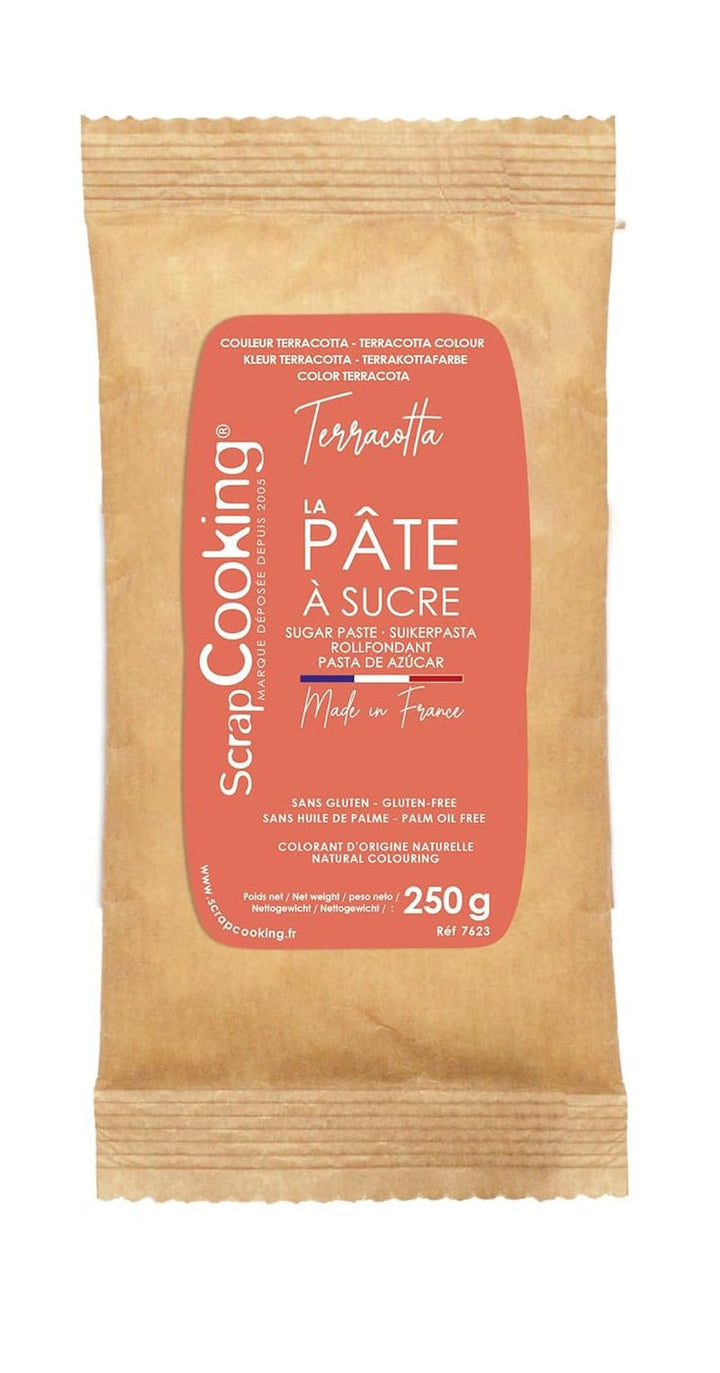 ScrapCooking - Pâte Ã Sucre Vert Sauge 250g - Colourant d'Origine Naturelle - Sans Gluten, Sans Huile de Palme - Pour Gâteaux, Pâtisseries Anniversaire - Vert Pastel - Fabriquée en France - 7621 Pasta de zahar Naty Shop Teracotă roșie