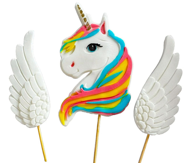 Set 3 decoratiuni comestibile din zahar, Unicorn - Nati Shop