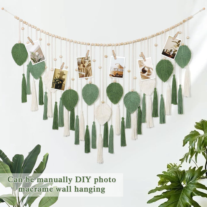Tapiserie dremisland mare bej frunze verzi ciucure Casa - Accesorii si Decoratiuni Naty Shop